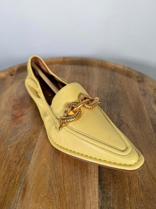 Tory Burch Butter Yellow Twisted Horsebit Pointed Toe Loafers Flats US 5.5 NWB