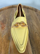 Tory Burch Butter Yellow Twisted Horsebit Pointed Toe Loafers Flats US 5.5 NWB