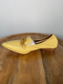 Tory Burch Butter Yellow Twisted Horsebit Pointed Toe Loafers Flats US 5.5 NWB