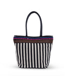 NWT Guadalupe Ife Striped Tote Handbag Black White