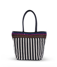 NWT Guadalupe Ife Striped Tote Handbag Black White