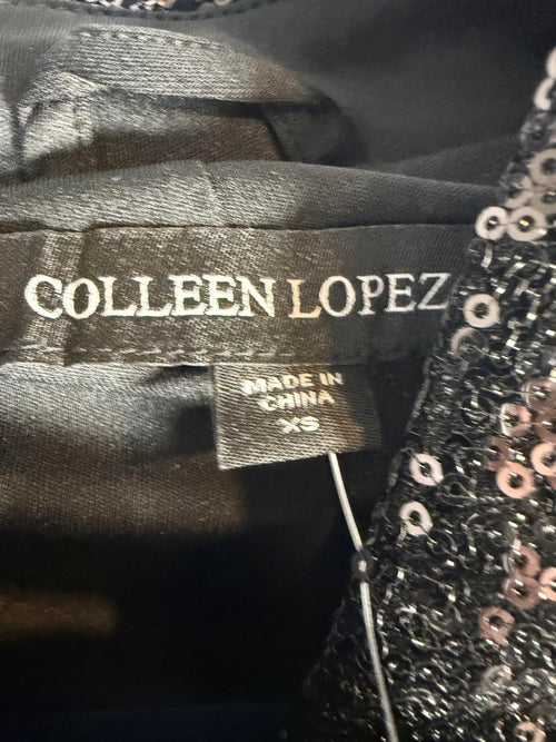 NWT Colleen Lopez Black Sequin Moto Jacket Sparkly Blazer Size XS