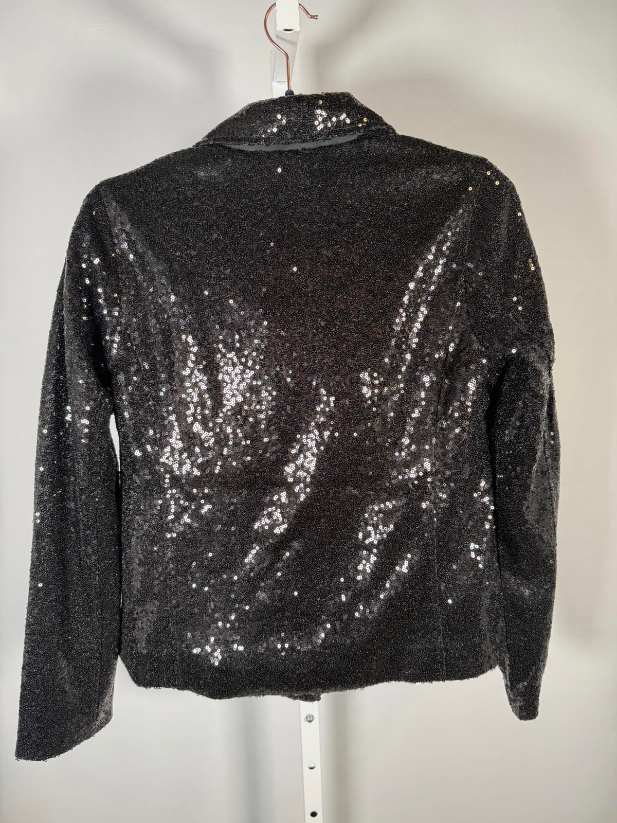 NWT Colleen Lopez Black Sequin Moto Jacket Sparkly Biker Blazer Glam Evening XS