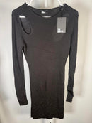 NWT The Kooples Black Asymmetric Cutout Ribbed Knit Bodycon Dress FR 4 US XL