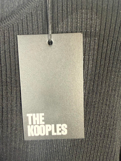 NWT The Kooples Black Asymmetric Cutout Ribbed Knit Bodycon Dress FR 4 US XL