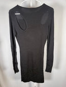 NWT The Kooples Black Asymmetric Cutout Ribbed Knit Bodycon Dress FR 4 US XL