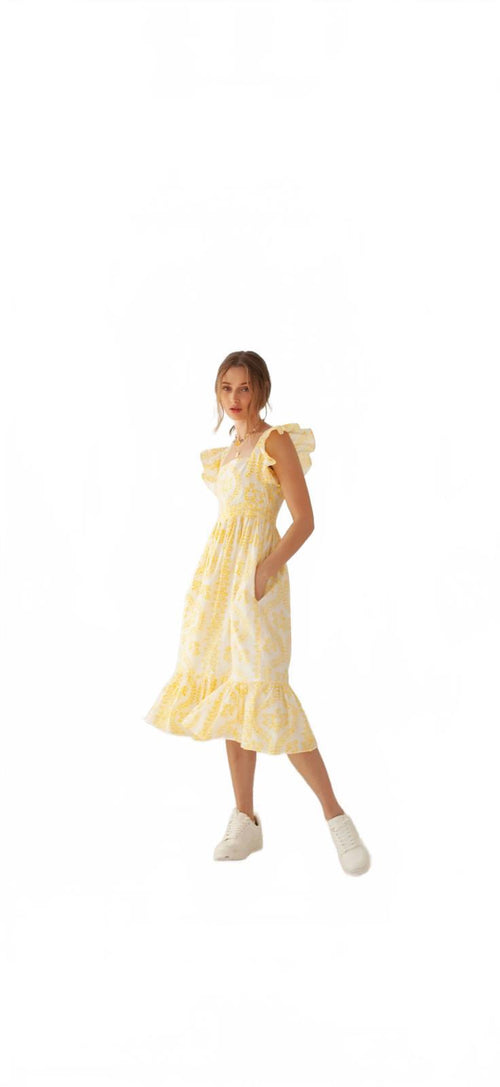 NWT Guadalupe Gianna Dress Yellow Size Large