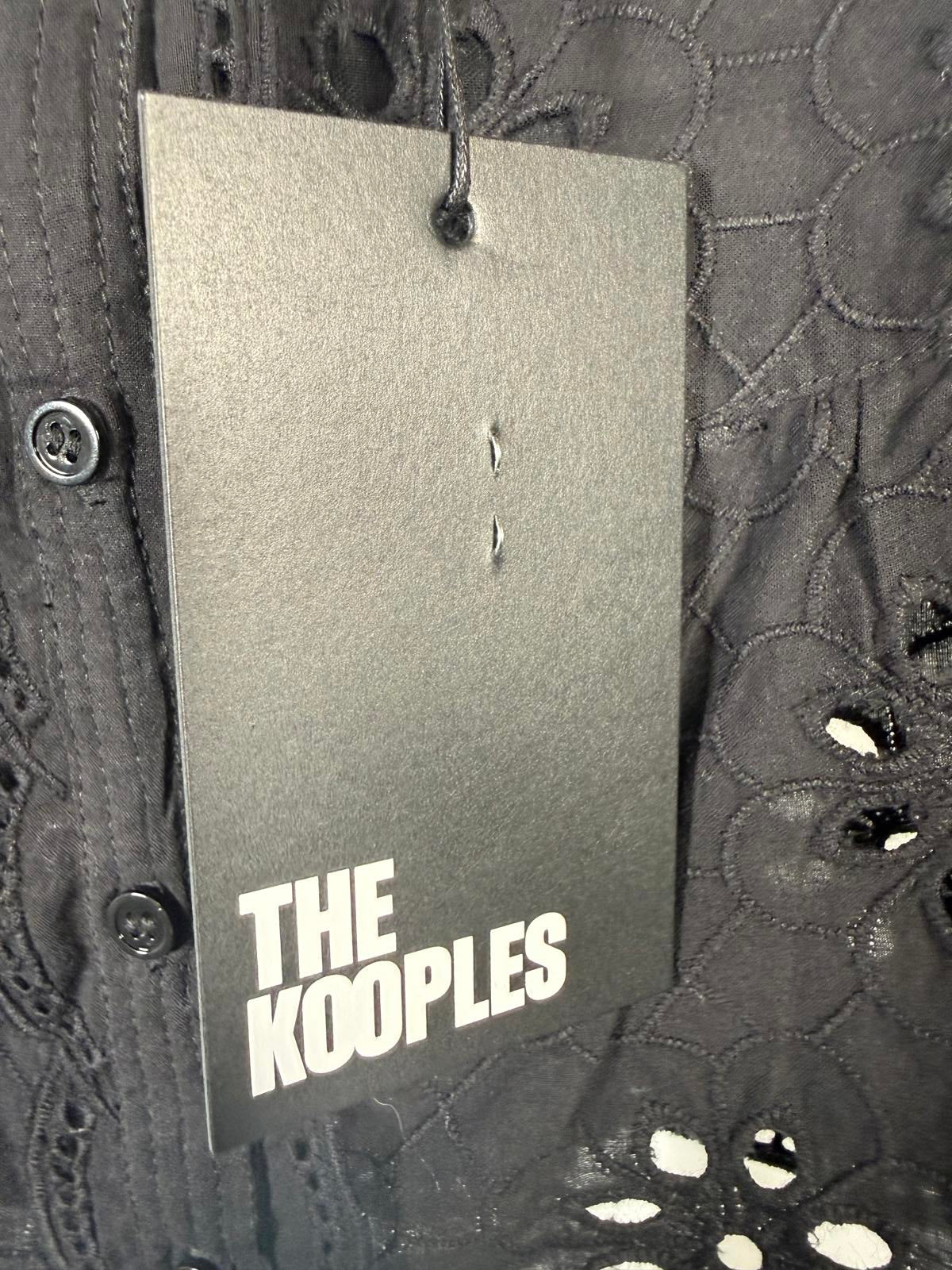 NWT The Kooples Black Embroidered Eyelet Peplum Tank FR 2 US Medium