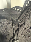 NWT The Kooples Black Embroidered Eyelet Peplum Tank FR 2 US Medium