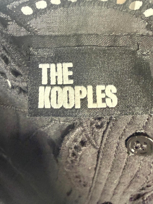 NWT The Kooples Black Embroidered Eyelet Peplum Tank FR 2 US Medium