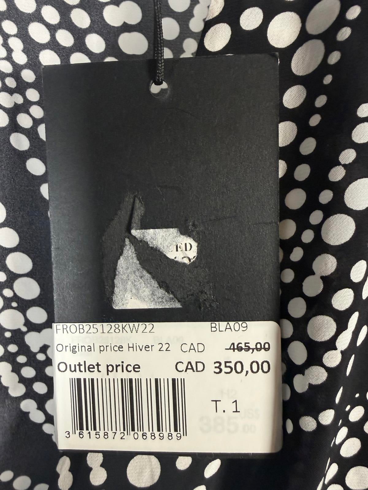 NWT The Kooples Black White Abstract Dot Print Mini Dress FR 1 US Small