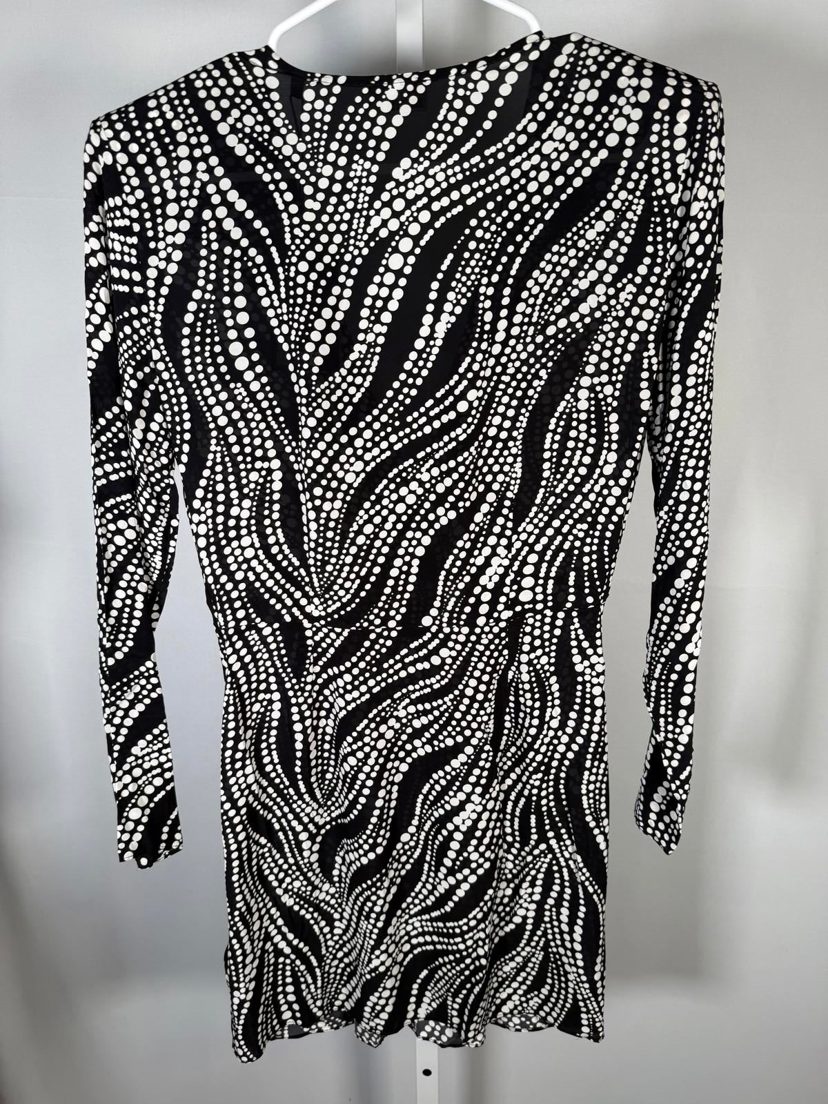NWT The Kooples Black White Abstract Dot Print Mini Dress FR 1 US Small