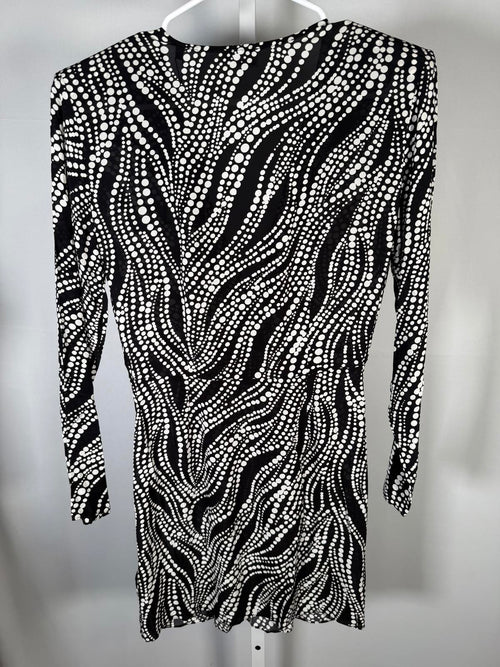 NWT The Kooples Black White Abstract Dot Print Mini Dress FR 1 US Small