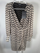 NWT The Kooples Jasmine Print Silk Wrap Dress Black Beige Floral Size 1 US XS-S