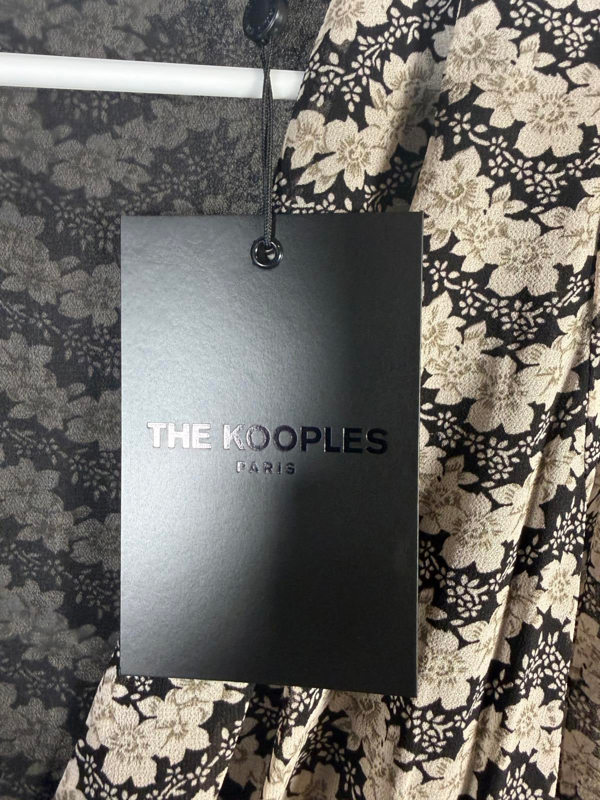 NWT The Kooples Jasmine Print Silk Wrap Dress Black Beige Floral Size 1 US XS-S