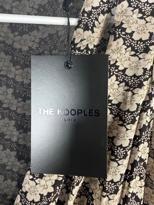 NWT The Kooples Jasmine Print Silk Wrap Dress Black Beige Floral Size 1 US XS-S