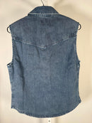 The Kooples NWT Sleeveless Denim Shirt Blue Slim Fit Size 2 / US Small-Medium