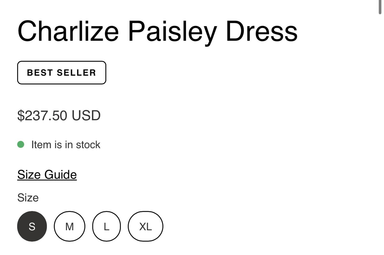NWT Guadalupe Charlize Paisley Dress Size Small