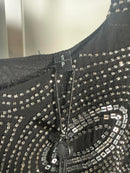 NWT The Kooples Galaxy Rhinestone Beaded Top Black Sheer Long Sleeve Size Small