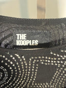 NWT The Kooples Galaxy Rhinestone Beaded Top Black Sheer Long Sleeve Size Small