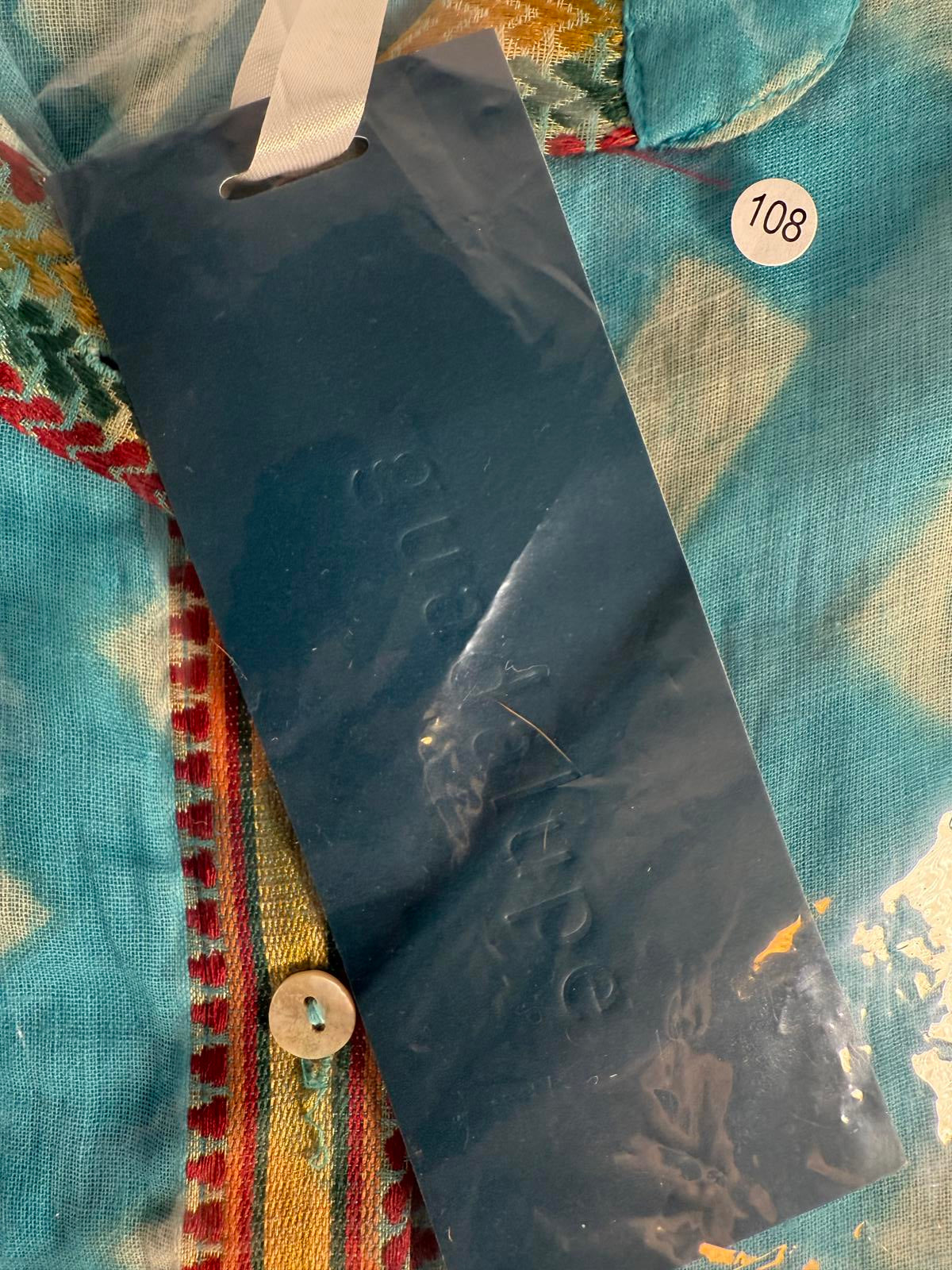 NWT Guadalupe Rhombus Blue Geometric Button-Front Shirt Dress Size Small