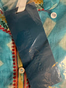 NWT Guadalupe Rhombus Blue Geometric Button-Front Shirt Dress Size Small