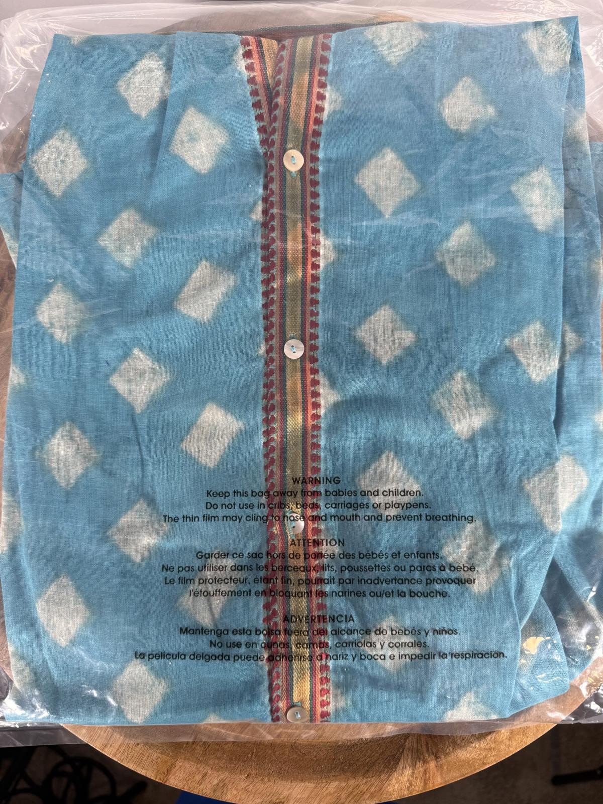 NWT Guadalupe Rhombus Blue Geometric Button-Front Shirt Dress Size Small