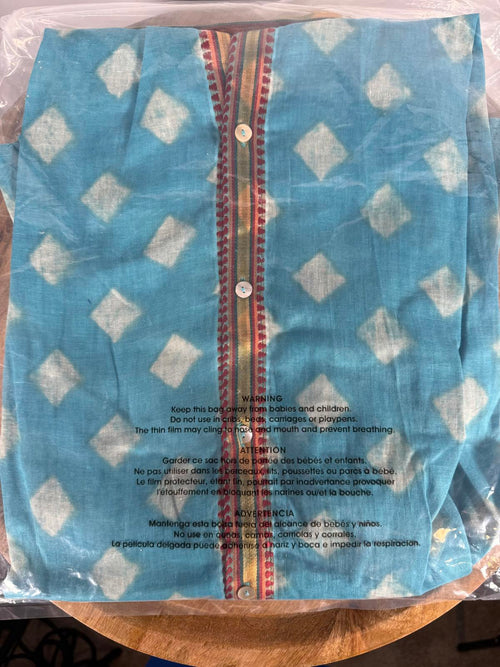 NWT Guadalupe Rhombus Blue Geometric Button-Front Shirt Dress Size Small