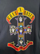 Guns N’ Roses Appetite for Destruction Graphic T-Shirt Black Skull Cross Size XL
