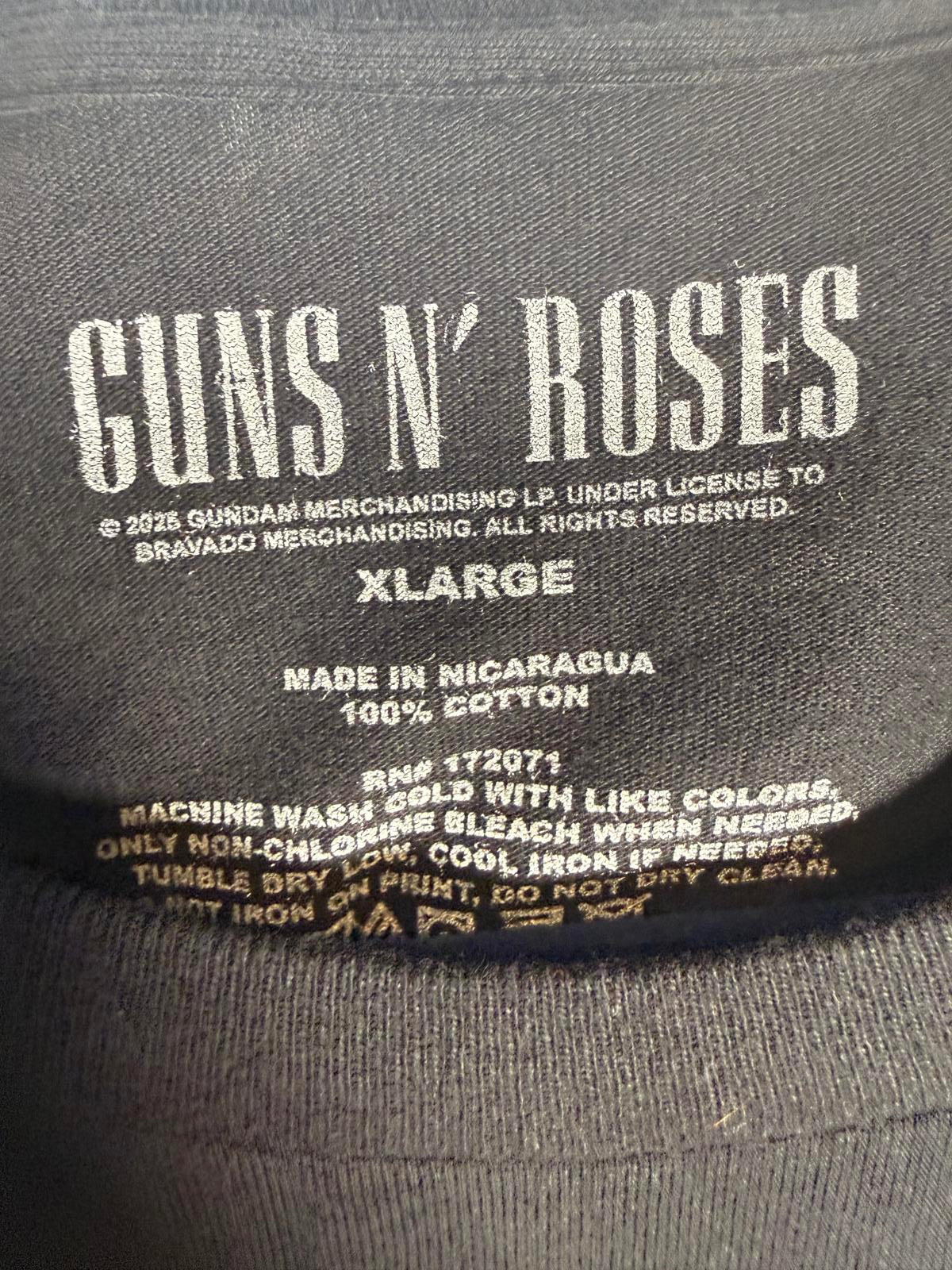 Guns N’ Roses Appetite for Destruction Graphic T-Shirt Black Skull Cross Size XL