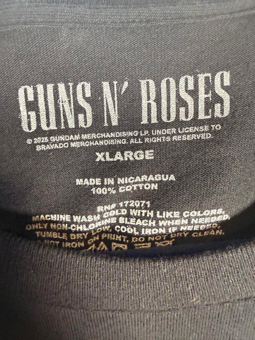 Guns N’ Roses Appetite for Destruction Graphic T-Shirt Black Skull Cross Size XL