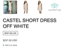 NWT Guadalupe Castel Short Dress Off White Size Medium