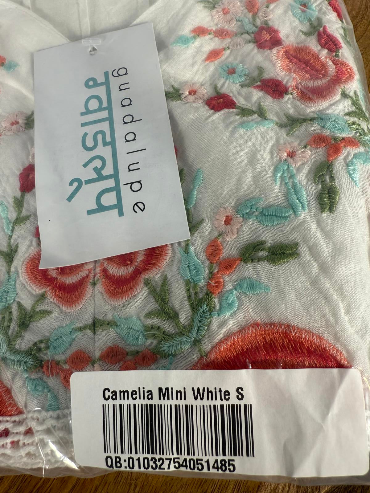 NWT Guadalupe Camelia White Mini Dress Women's Small