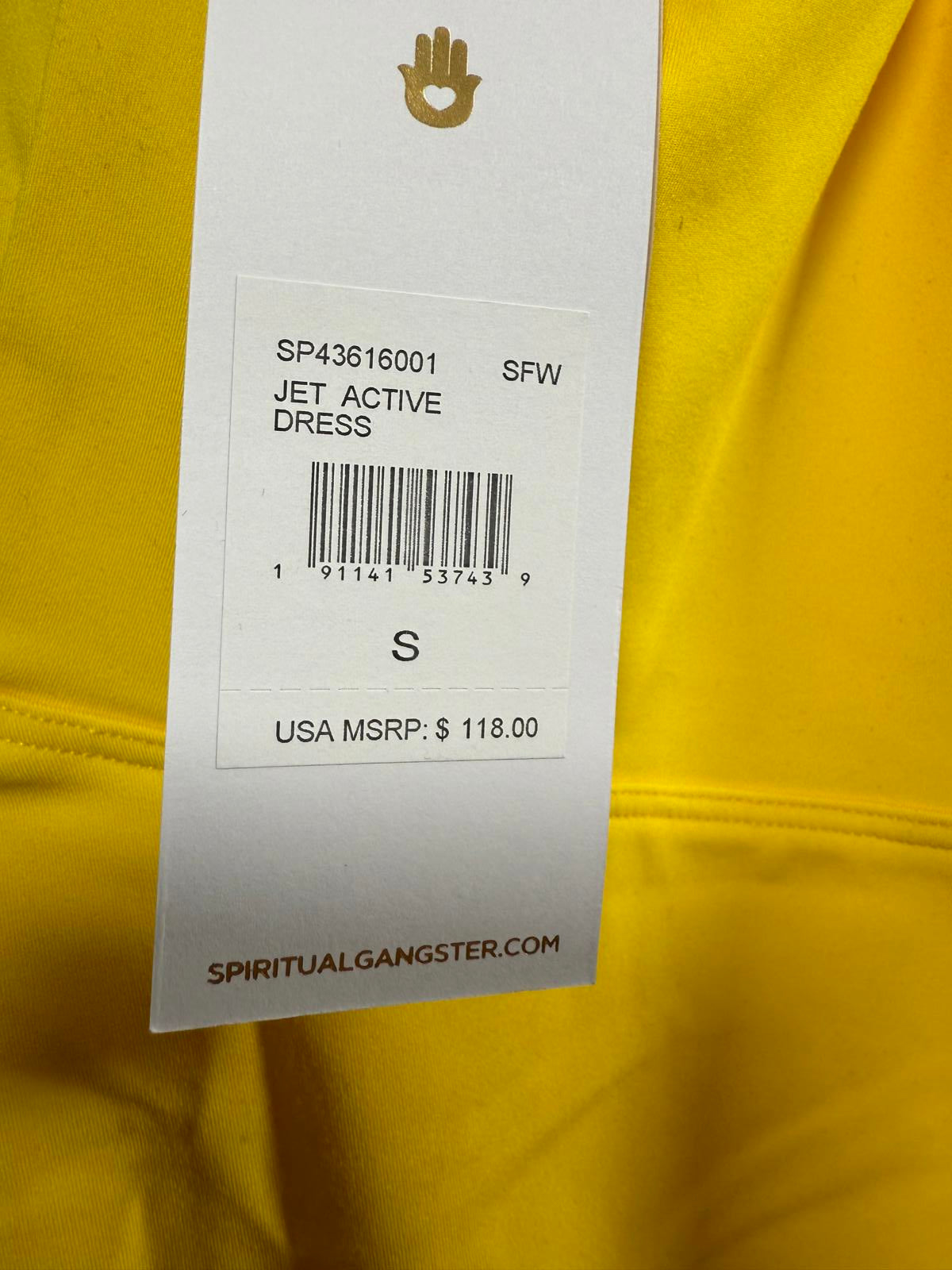 NWT Spiritual Gangster Jet Active Dress Yellow Size Small