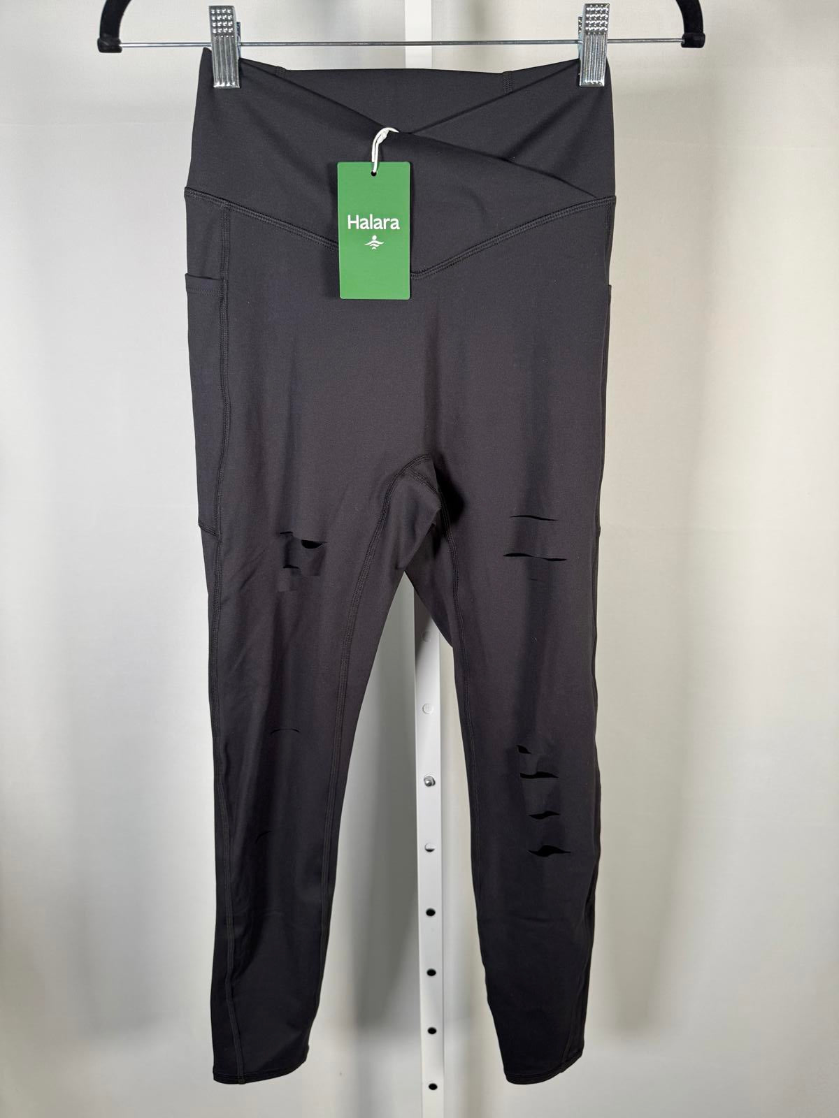 NWT Halara DayStretch High Waisted Crossover Ripped Cut Out Leggings Size Small