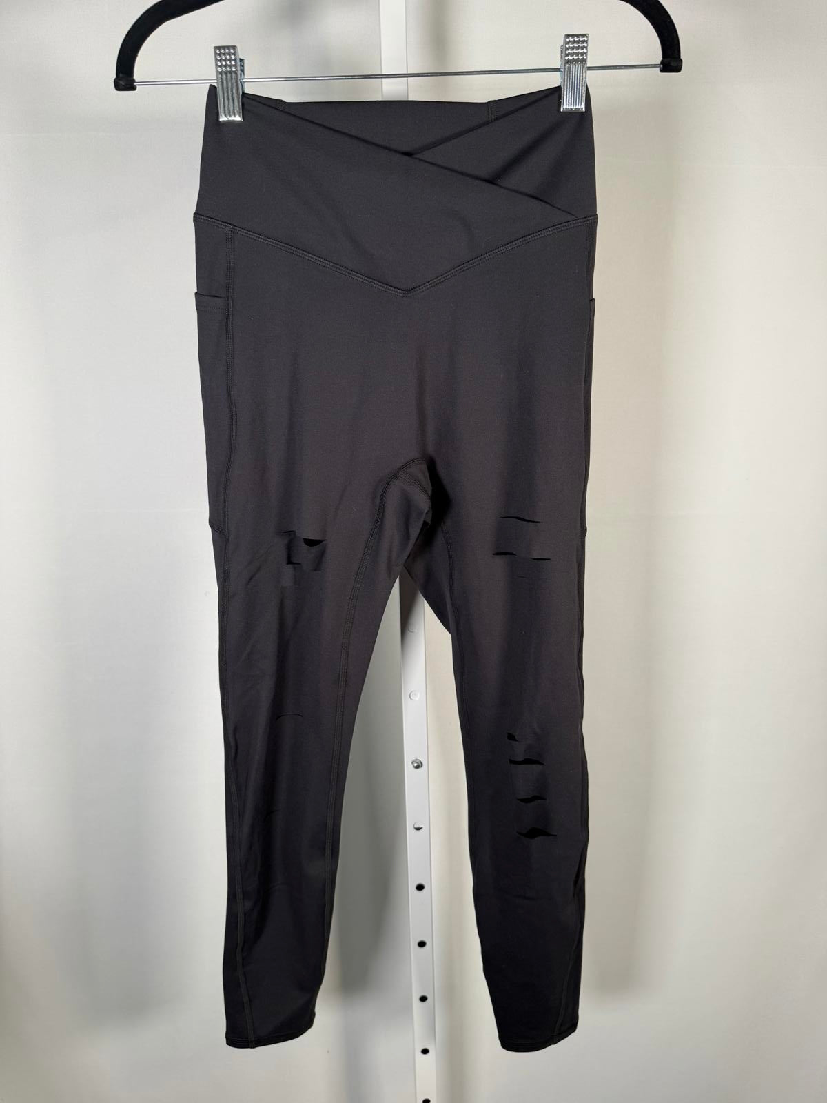 NWT Halara DayStretch High Waisted Crossover Ripped Cut Out Leggings Size Small