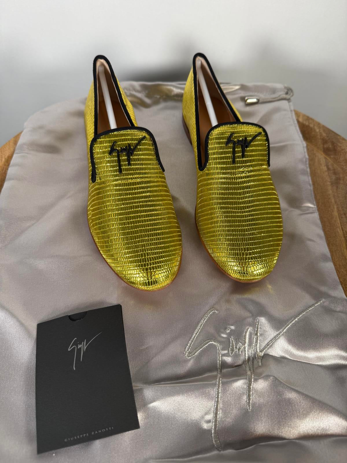 Giuseppe Zanotti Gold Tetra Trend Loafers Slip-On EU 34 (US 4) Luxury Flats NWB