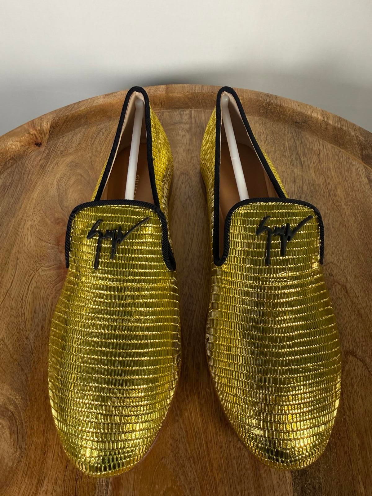 Giuseppe Zanotti Gold Tetra Trend Loafers Slip-On EU 34 (US 4) Luxury Flats NWB