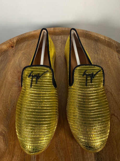 Giuseppe Zanotti Gold Tetra Trend Loafers Slip-On EU 34 (US 4) Luxury Flats NWB