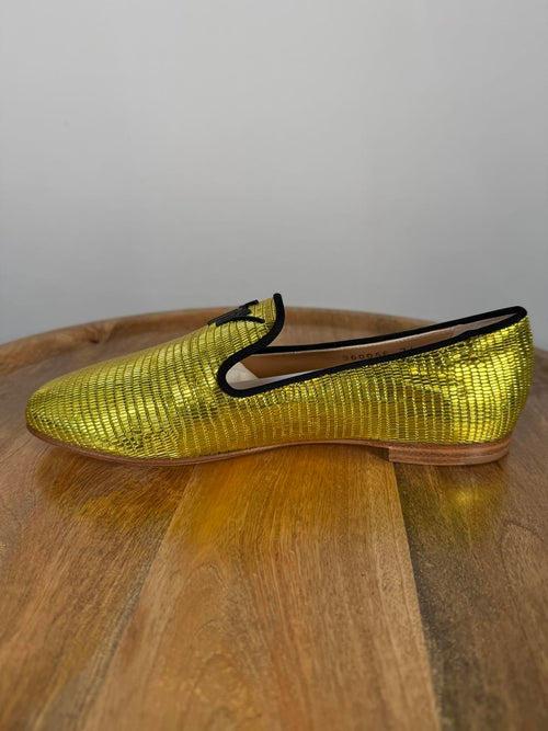 Giuseppe Zanotti Gold Tetra Trend Loafers Slip-On EU 34 (US 4) Luxury Flats NWB