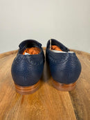 Santoni Women’s NWB Navy Leather Monk Strap Brogue Loafers EU 35 US 5