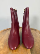 L’Autre Chose Burgundy Leather Ankle Boot Block Heel US 5 Made in Italy NWB