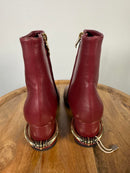 L’Autre Chose Burgundy Leather Ankle Boot Block Heel US 5 Made in Italy NWB