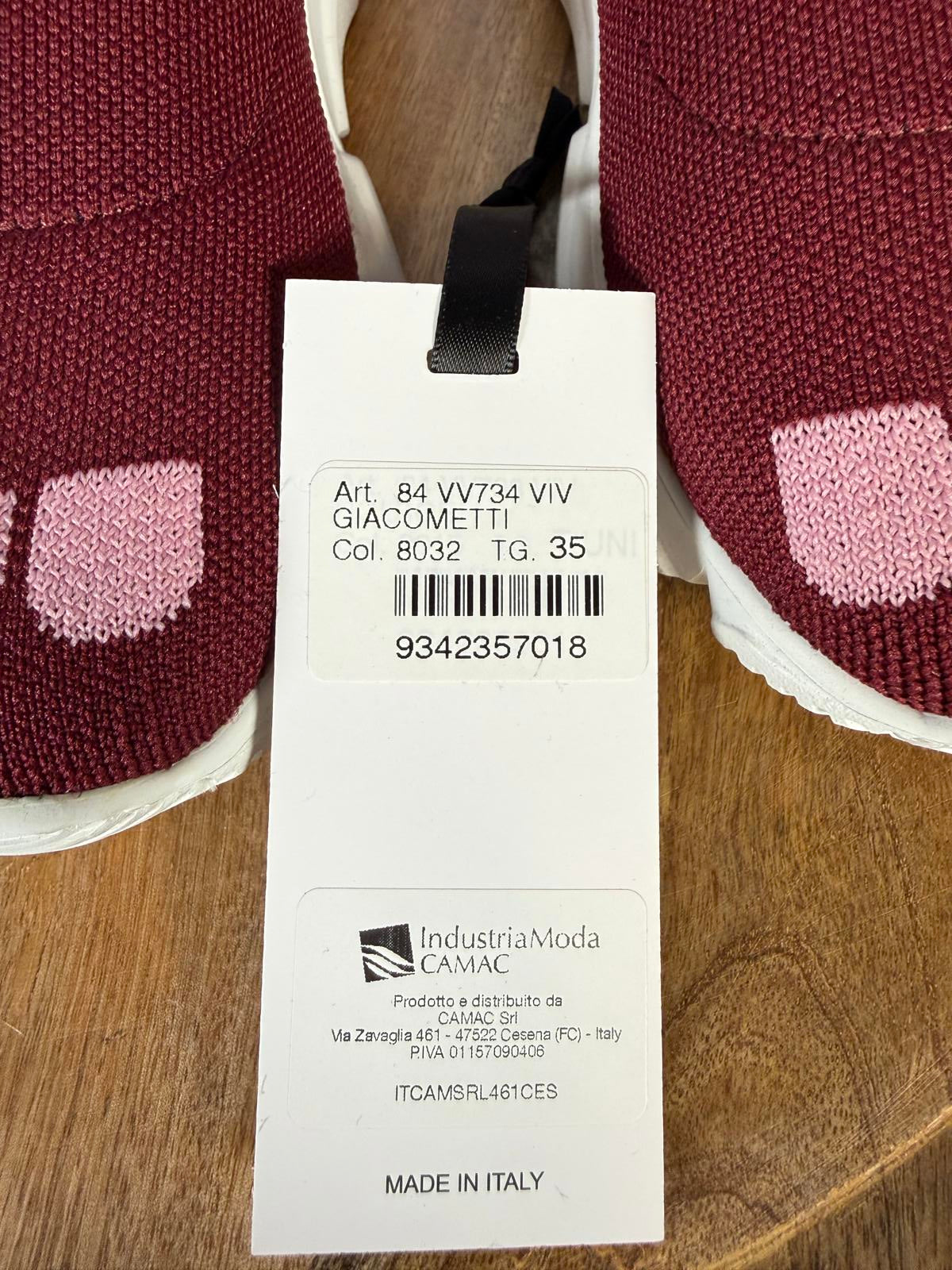 VIVETTA Knit Sock Boots Burgundy Pink Heart EU 35 US 5 Made in Italy NWB