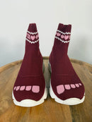 VIVETTA Knit Sock Boots Burgundy Pink Heart EU 35 US 5 Made in Italy NWB