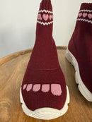 VIVETTA Knit Sock Boots Burgundy Pink Heart EU 35 US 5 Made in Italy NWB