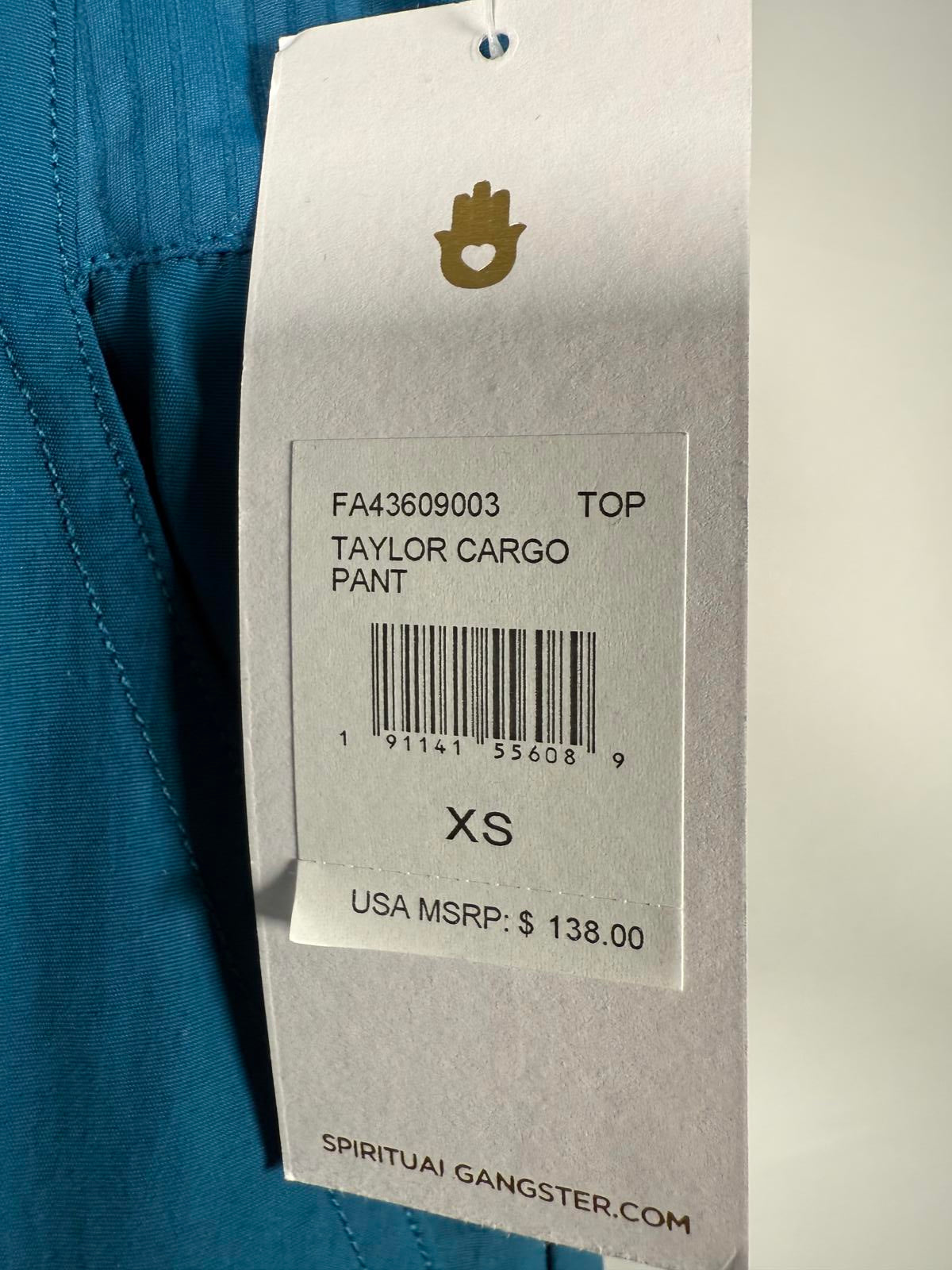 NWT Spiritual Gangster Women's Teal Blue Taylor Cargo Pant Size XS