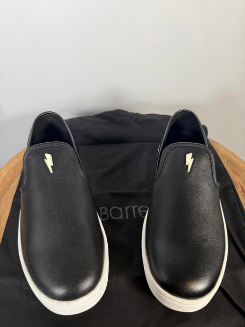 Neil Barrett Black Leather Slip-On Sneakers Unisex EU 38 NWB