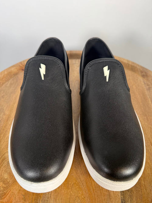 Neil Barrett Black Leather Slip-On Sneakers Unisex EU 38 NWB