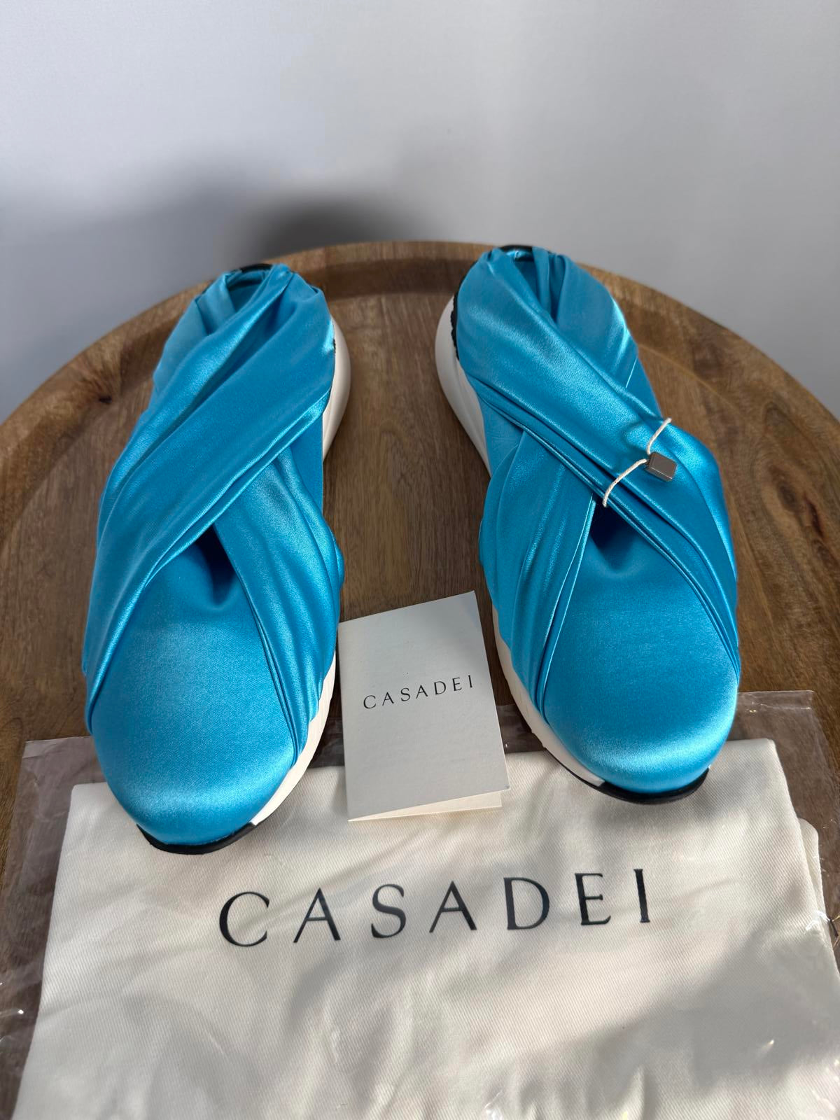 Casadei Satin Stretch Slip-On Women's Sneakers Blue Size US 6 EU 36 NWB $600
